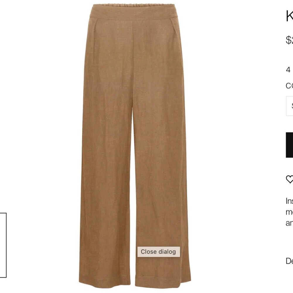 Anemos Keaton Wide Leg Linen Pant Size L